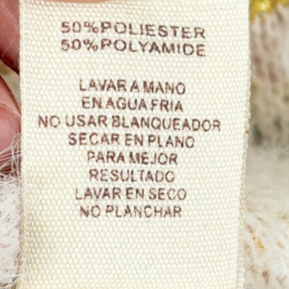 Hem & Thread Fuzzy V-Neck Ivory Check Sweater | Women's Size Small | NWT - Picture 6 of 7